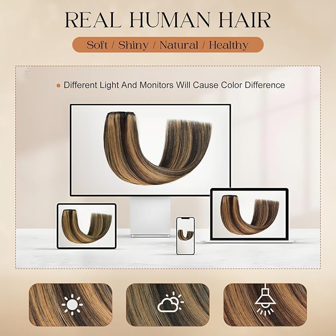 Clip in Hair Extensions Real Human Hair 18inch 8pcs 100g Seamless Balayage Dark Brown Hair Extensions Clip Ins Double Weft Dark Brown Highlight Chestnut Brown Invisible Straight Remy Human Hair