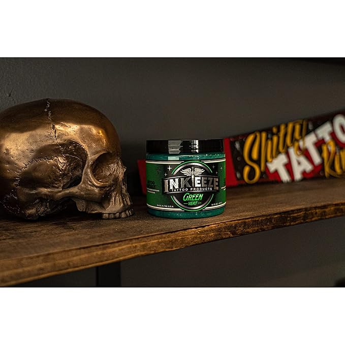 INK-EEZE Green Tattoo Ointment Bundle 2-Pack, For Artists and Aftercare, Vegan, Cruelty Free, Made in USA, 2-Pack 16oz Jars