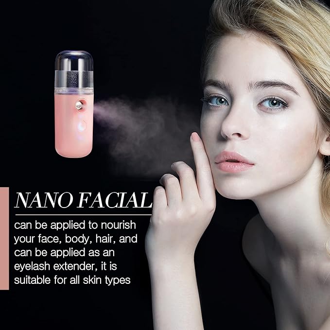 Honoson 2 Nano Facial Mister Sprayer Portable Face Nano Mister for Eyelash Extensions USB Rechargeable 1 oz Handy Skin Care Machine for Face Hydrating, Daily Makeup(Coral Orange and White)