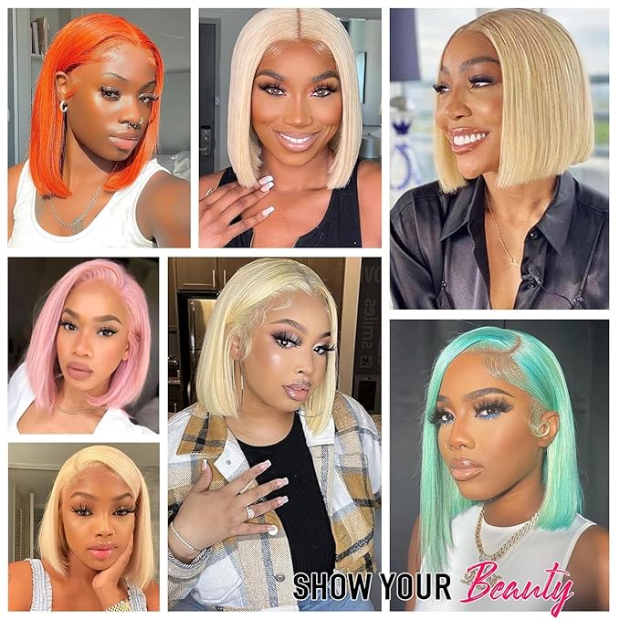 613 Bob Wig Human Hair 13x4 8Inch Lace Front Wigs Human Hair Pre Plucked 200 Density Glueless Brazilian Virgin Lace Frontal Wigs for Women
