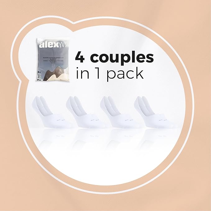 Cotton Socks with SEAMLESS TOE & SOFT AND LIGHTWEIGHT - ANTI-SLIP CUFF for Men and Women Moisture-Wicking - 4 Pack