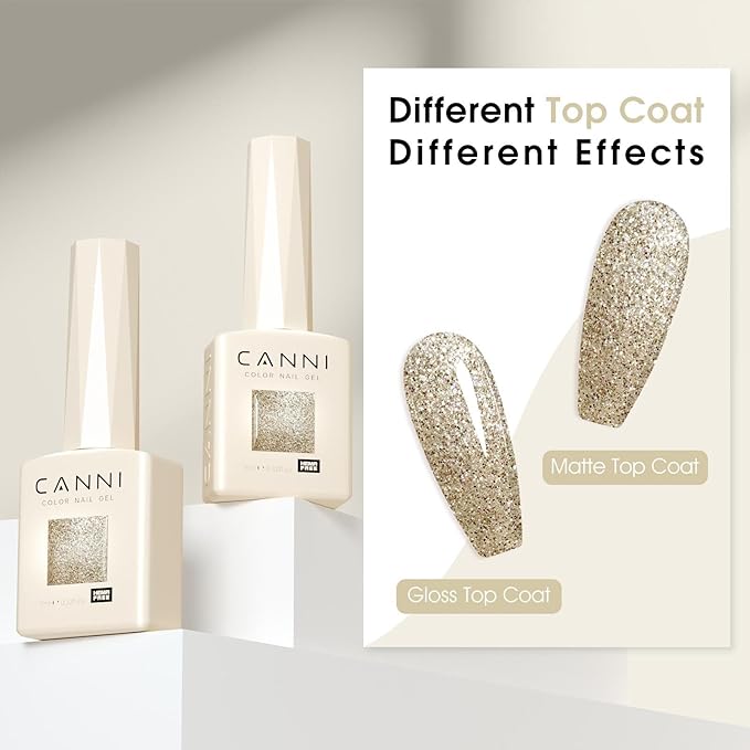 CANNI Glitter Gel Nail Polish – 1pcs 9ml Rodeo Dust Color, Diamond Glitter Series, Soak Off UV LED Gel Nail Polish for DIY Nail Art, Salon or Home Manicure