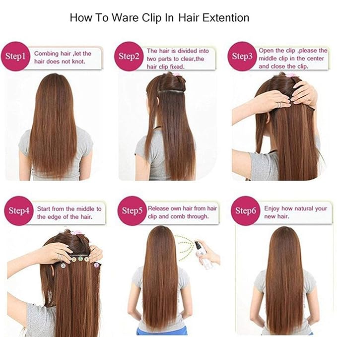 S-noilite 17"/24"/29" Curly Wave 23"/26"/30" Straight 3/4 Full Head One Piece Clip in Hair Extensions Synthetic Hairpieces for Girl Lady Women 72 colors (26"-Straight, Orange)