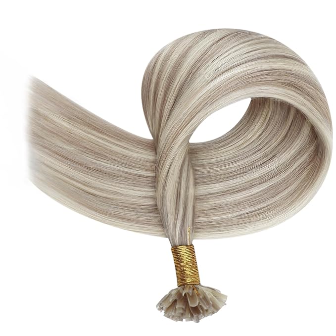 Full Shine Keratin Tip Hair Extensions Human Hair 24 Inch Utip Human Hair Extensions Color 18 Ash Blonde Highlighted 613 Light Blonde Prebonded Tip Extensions 50 Grams Natural Hair