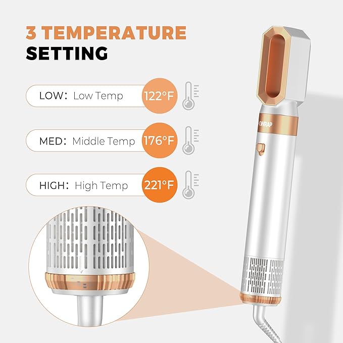 6 in 1 Blow Dryer Brush, Upgrade Hair Dryer Brush Set Negative Ion Air Styler Curling Wrap Air Curler, Hot Air Brush Curling Iron Hair Styling Tools As A Gift for Straight/Curl/Dry/Smooth