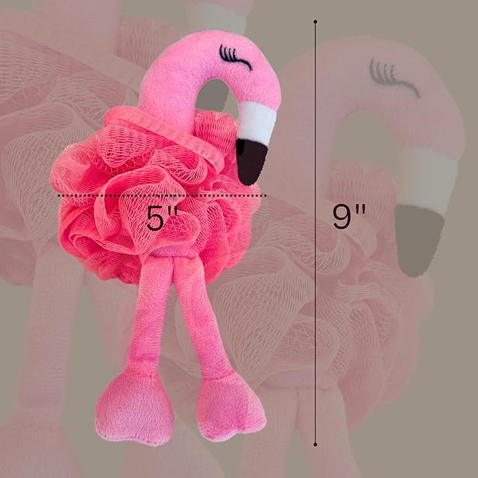 Cute Bath Sponge - Colorful Character Shaped Mesh Body Pouf, Gentle Shower Sponges