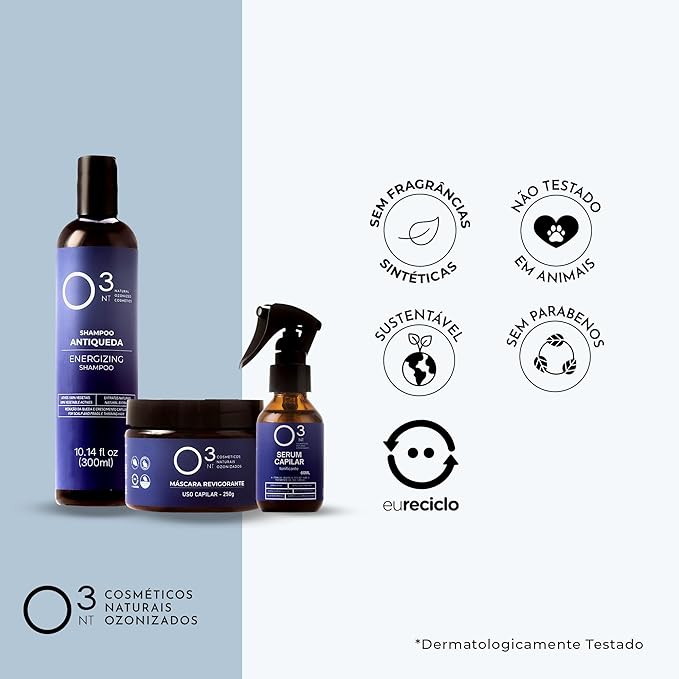 Energizing Shampoo + Revitalizing Mask + Hair Serum - High-Performance Natural Hair Treatment - Ozone Therapy - Strengthens Hair Appearance - Shampoo 10.14 Fl Oz Mask 7.05Fl Oz Serum 2.03 Fl Oz