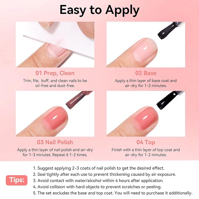 Jelly Nail Polish Set, 6 Colors Sheer Nude Nail Polish Set Pink Jelly Nude Rose Pink Brown Quick Dry Fall Winter Nail Art DIY at Home Manicure Gift for Women Girls
