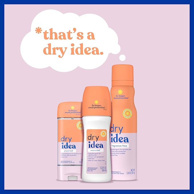 Dry Idea Fresh Linen Scent Roll On Deodorant & Antiperspirant for Women - Gentle on Sensitive Skin, 2X Longer Sweat Protection, 72Hr Sweat & Odor Protection, Womens Deodorant, 3.25oz (6 Pack)