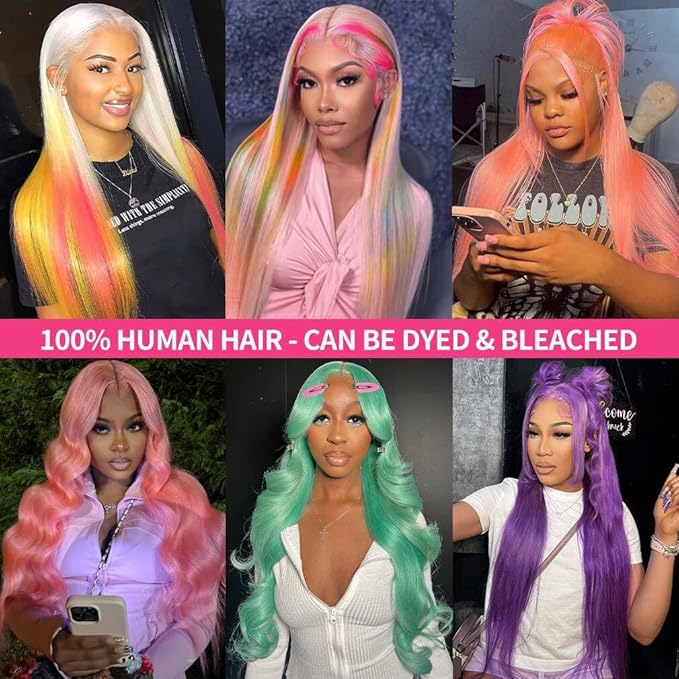34 Inch 613 Lace Front Wig Human Hair Blonde HD Straight Lace Frontal Wig Pre Plucked 200% Density Glueless Wigs Human Hair