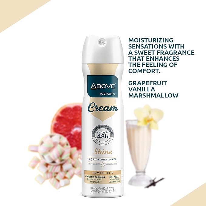 ABOVE 48 Hours Antiperspirant Deodorant, Cream Shine, 3.17 oz - Spray Deodorant for Women - Patchouli, Oak Musk, and Citrus Notes - Stain-Free