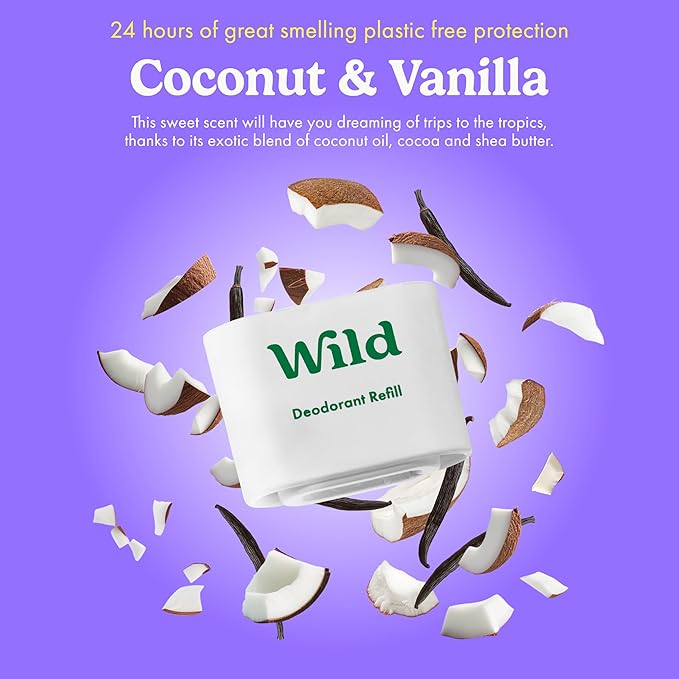Wild - The Full Monty Starter Kit - Bee Case with Refills in a Variety of Fresh Scents 5 x 1.4oz - Refillable Deodorant & Aluminum Free - Long Lasting Protection - Vegan