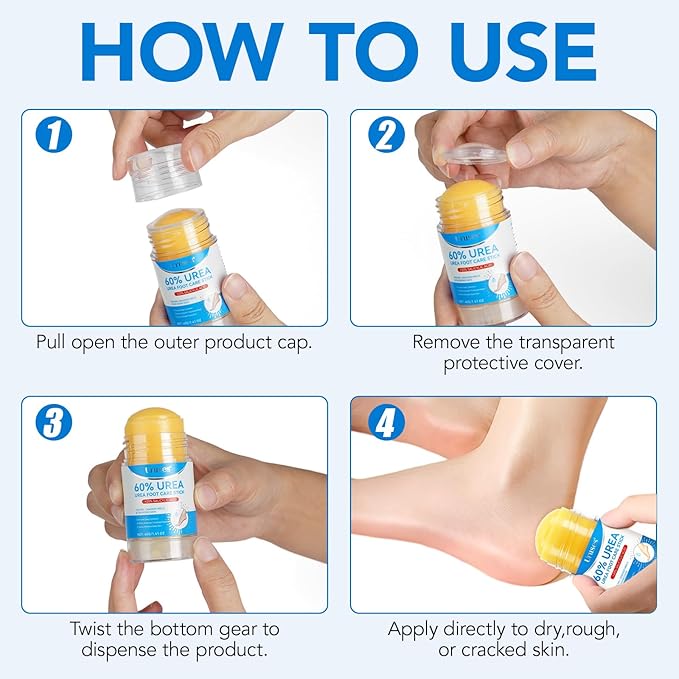 2Pack Urea Cream 60% plus Salicylic Acid 2% Urea Foot Care Stick,Foot Cream for Foot Callus Remover, Feet Moisturizer Stick for Dry Cracked Heels, Hands, Knees,Hydrating Heel Balm, Easy To Use