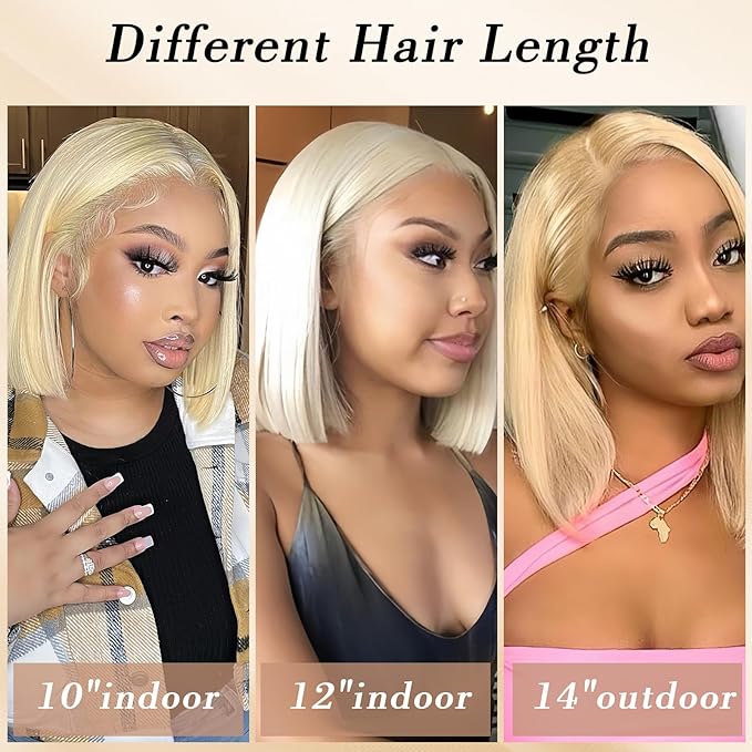 Blonde Bob Wig Human Hair 180 Density 613 Bob Wig Human Hair 13x6 Deep Parting Transparent Lace 8 Inch Short Wig Suits Most Face Shapes Glueless Wigs Human Hair Pre Plucked With Baby Hair