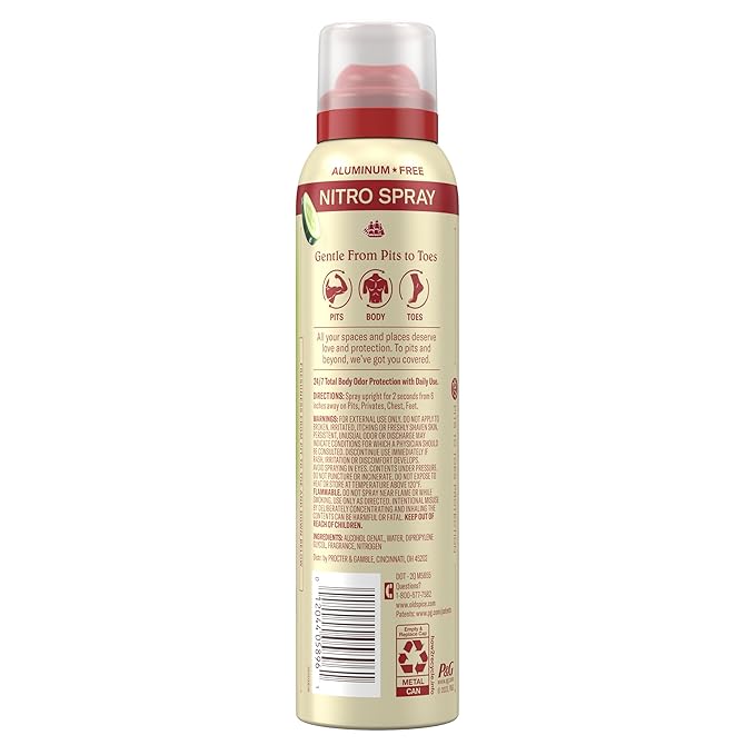 Old Spice Whole Body Deodorant Spray for Men, Aluminum Free, Cucumber + Avocado Scent, 24/7 Odor Protection, 24/7 Lasting Freshness, Dermatologist Tested, Gentle on Skin, Safe to Use All Over, 3.5 oz