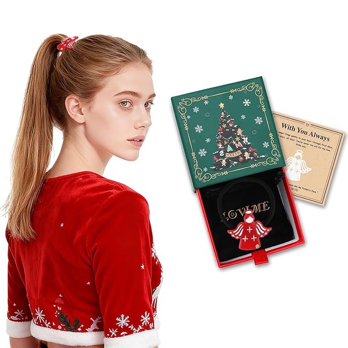 Inspirational Birthday Gifts for Girls "Guardian Angel" Premium Acetate French Ties, Cute Back to School Gifts for Student Daughter Granddaughter, Christmas Stocking Stuffer Gifts