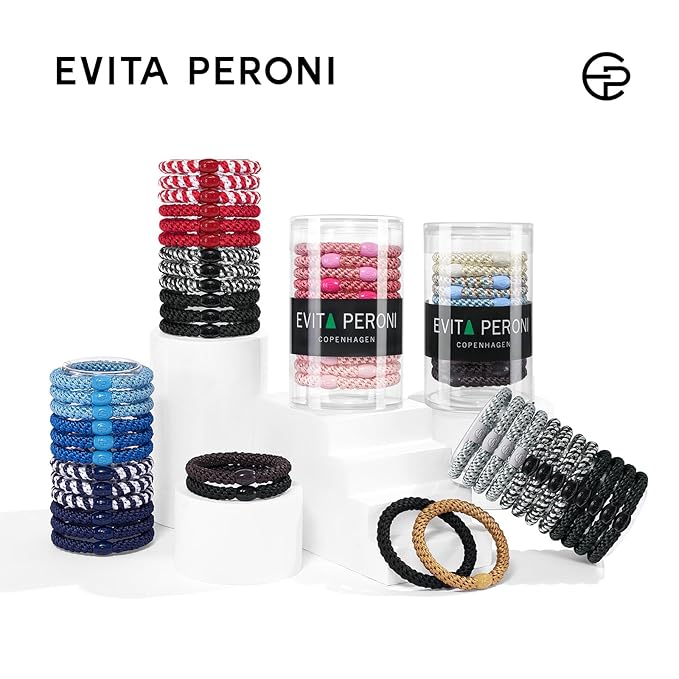 EVITA PERONI 12 Pcs Hair Ties, High Elastic Ponytail Holders, Hair Ties No Damage for Thick Curly Hair Women Men (Blackout Red)