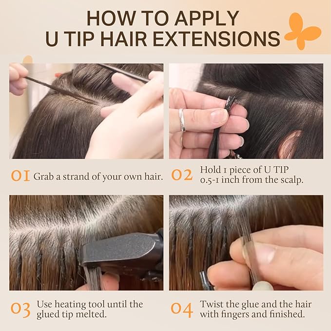 DOORES K Tip Hair Extensions Real Human Hair, Chocolate Brown to Honey Blonde 18 Inch 50g/50s, Invisible U Tip Natural Straight