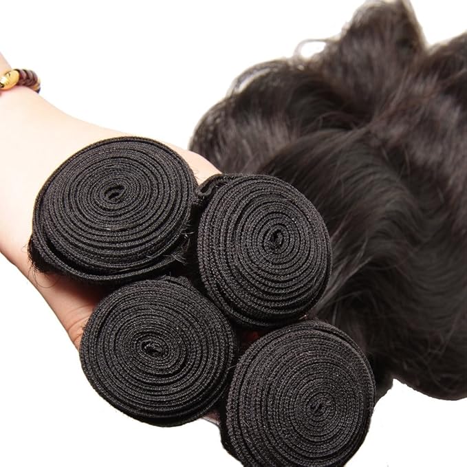 Unice Hair 22 20 18 inches Brazilian Body Wave Virgin Hair 3 Bundles, 100% Unprocessed Brazilian Wavy Human Hair Weave Extensions, Natural Black Color for African Americans Women 300g