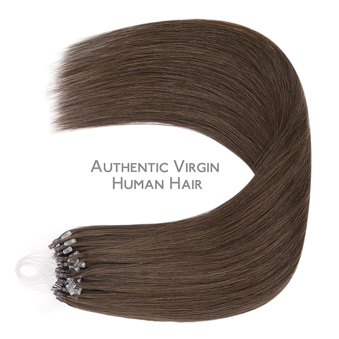 WENNALIFE Microlink Hair Extensions Human Hair, 50g 50s 24 Inch Light Ash Brown Remy Hair Microbead Micro Link Microloop Microring Invisible Straight Natural Fusion Installation