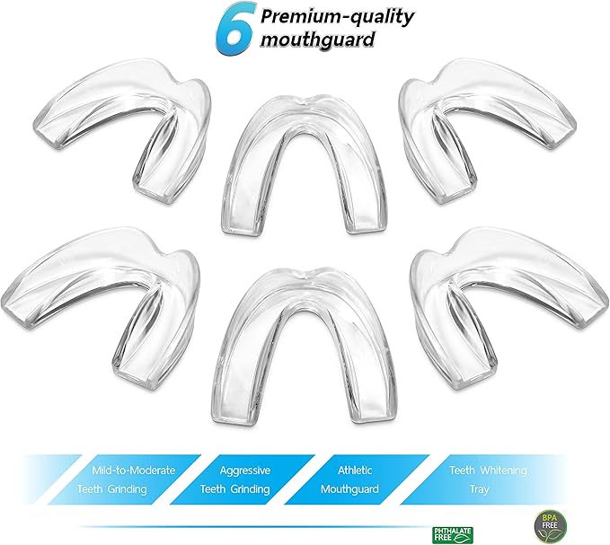 The ConfiDental - Pack of 6 Moldable Mouth Guard for Teeth Grinding Clenching Bruxism, Sport Athletic, Whitening Tray