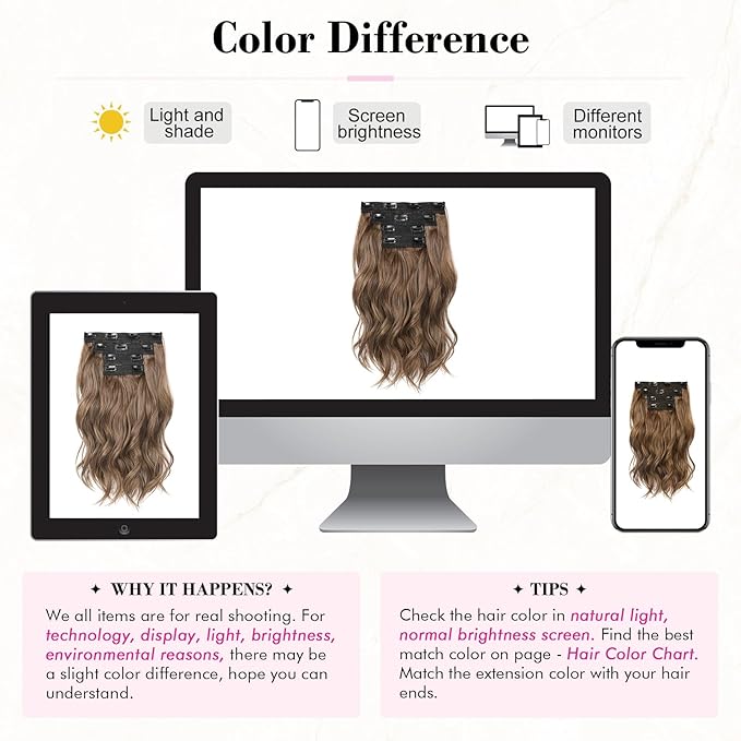 REECHO Clip in Hair Extensions - 14" Short Beach Wavy Hairpieces - Invisible Lace Weft - Natural Soft - Light Brown