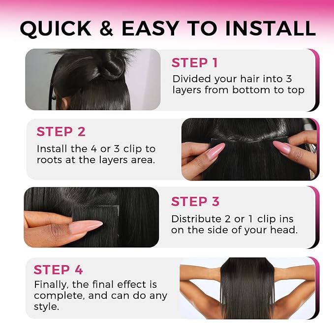 Lashey Invisi Edge Clip in Hair Extensions, 7pcs 110g 22 Inch Natural Black Seamless Clip in Hair Extensions Human Hair Body Wave Real Remy Human Hair