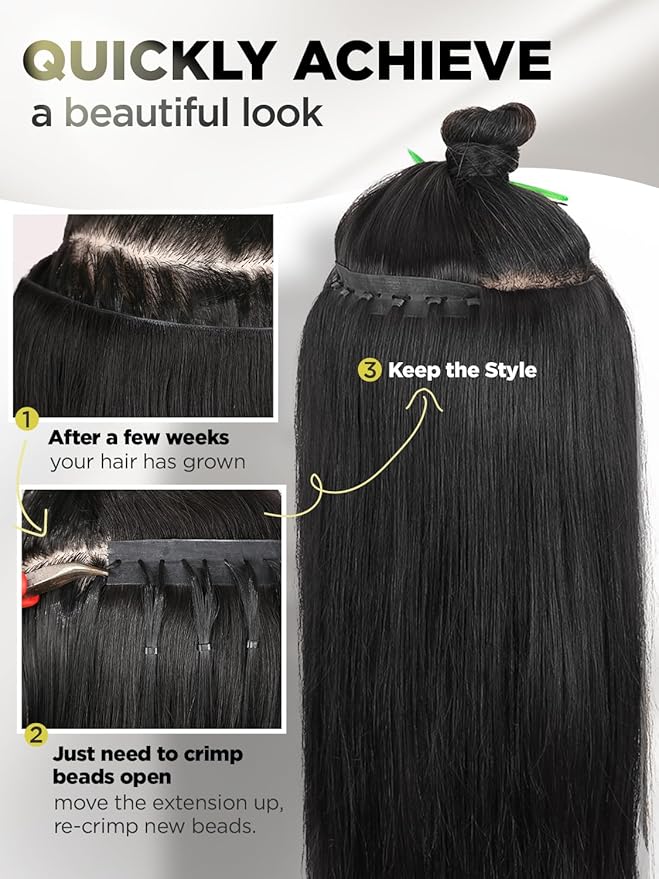 Twin Tab Butterfly Genius Weft Human Hair Extensions Latest Double Invisible Real 100% Remy Human Hair Weft with Micro Bead Simulated Scalp Hair Extensions100g 7ps 18 Inch Black