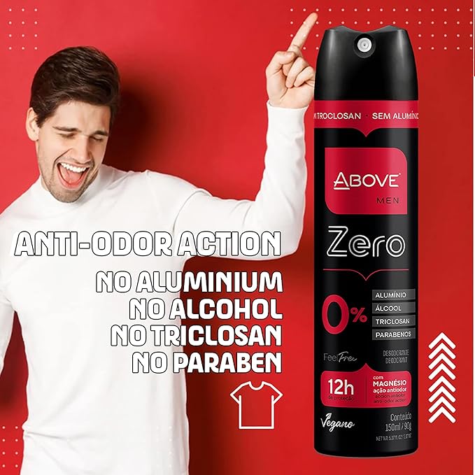 ABOVE Feel Free Zero - 12 Hours Antiperspirant Deodorant Spray for Men - Sensual and Floriental Fragrance - Notes of Jasmine - Protects Against Sweat and Body Odor - Stain and Cruelty Free - 3.17 oz