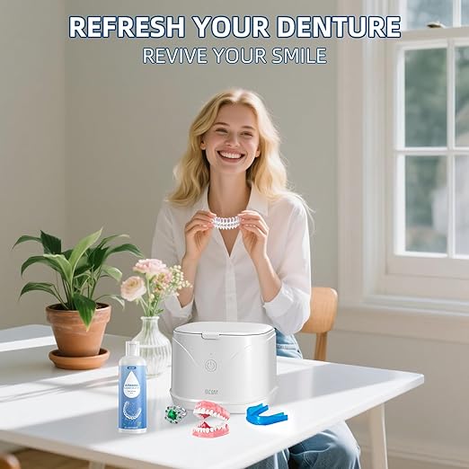 BCOM Retainer Cleaner Solution, Ultrasonic Jewelry Cleaner Solution Deep Clean for Retainer, Mouthguards, Night Guards, Aligners and Jewelry Ring, Odor Stain Remover for Ultrasonic Machines (4 oz)