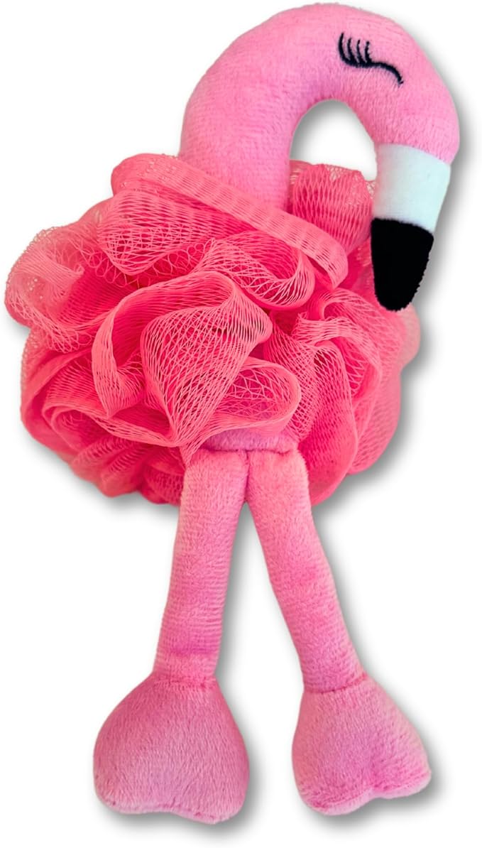Cute Bath Sponge - Mesh Body Pouf, Gentle Shower Sponges, Tropical Pink, Pack of 3, 9 inches