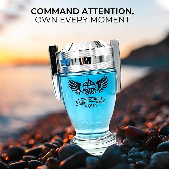 Men's Cologne Invincible Aqua- Eau De Toilette Spray Perfume Fresh Scent 3.4 Fl Oz Daily Used