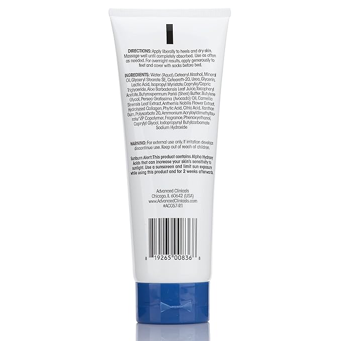 Advanced Clinicals Cracked Heel Foot Cream Moisturizer Skin Care Lotion For Feet W/Shea Butter, Moisturizing Foot/Hand Lotion Helps Heal Cracked Skin, Rough Spots, Calluses, & Dry Skin, 2-Pack