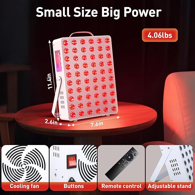 Cholas Red Light Therapy Panel for Face and Body, 150W with 60 Dual Chip LEDs, 660nm Red Light and 850nm Near Infrared, 3 Modes Adjustable Brightness and Timer, for Skincare and Relaxation (White)