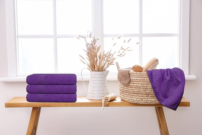 Premium Hand Towels Pack of 6 (16" x 30”) 100% Combed Ring Spun Cotton | Highly Absorbent Hand Towels Set | Ultra Soft for Home, Gym & Spa (Purple)