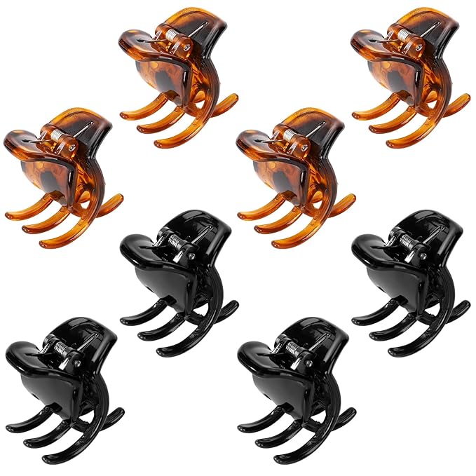 8Pcs Hair Clips for Women and Girls,Medium Size Hair Claws Hair Jaw Clip for Thick Hair & Thin Hair,1.3Inch No-Slip Jaw Clips, black,brown