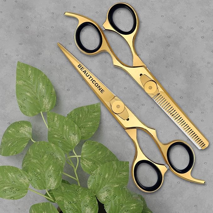 Hair Cutting & Thinning Scissors Set, Professional 6.5" Barber Shears for Haircut Men/Women, Beard & Mustache Trimming Stainless Steel Hairdressing Scissors, Adjustable Screw