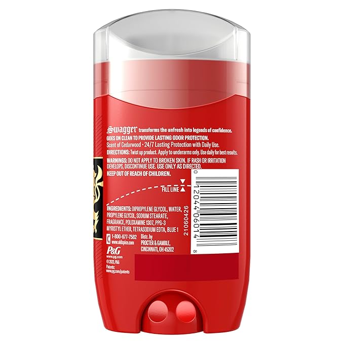 Old Spice Aluminum Free Deodorant for Men, 24/7 Odor Protection, 24/7 Freshness & Lasting Scent, Swagger with Cedarwood Scent, 3.8 oz