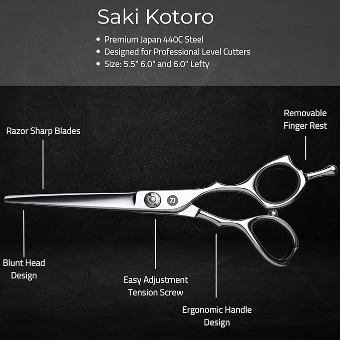 Saki Kotaro Hairdressing Shears for Professional Hair Cutting - Hair Scissors Designed for Barbers and Hairdressers - 5.5 Inch - For Professional Use