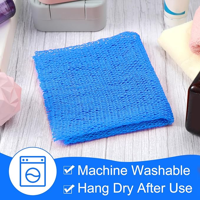 Geiserailie African Net Sponge Long Bathing Net Shower Body Scrubber Back Scrubber Skin Smoother Bathing Sponge for Daily Use or Stocking Stuffer(Light Blue)