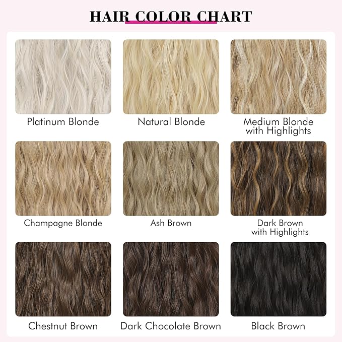 REECHO Hair Extensions, 9PCS Blonde Clip in Hair Extensions 24" Thick Long Mini Mermaid Wave Luxurious Lightweight Japanese Technology HYOUITSU Fiber Invisible Soft Lace Weft - HE009 Champagne Blonde