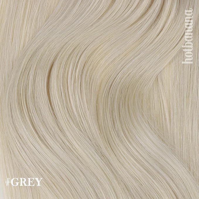 HOTBANANA Human Hair Clip in Hair Extensions, Grey 120g Clip in Hair Extensions Real Human Hair Straight Remy Hair Clip in Hair Extensions 14 Inch 7pcs