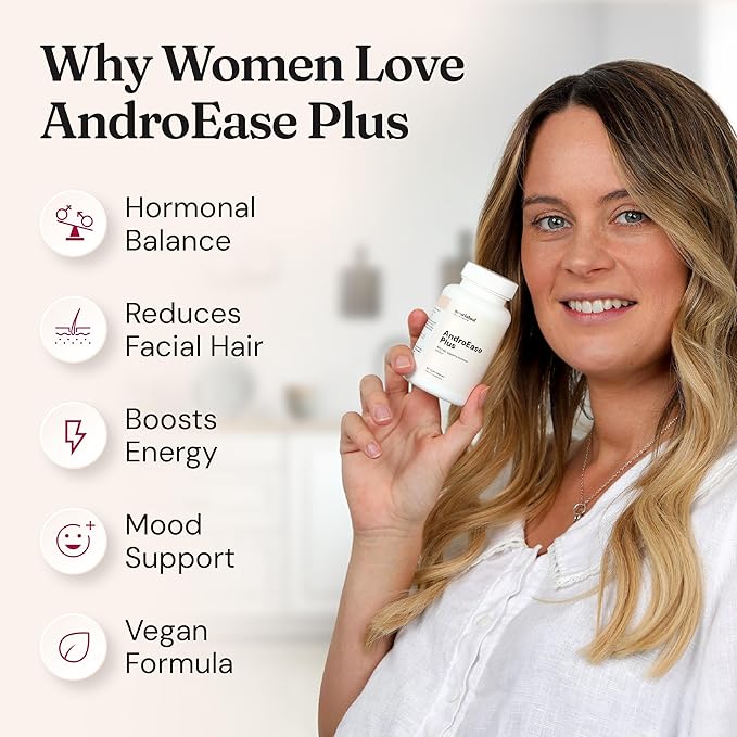 Nourished AndroEase Plus - Natural Balance Supplement for Women - Vegan Formula with Zinc & Saw Palmetto - 240 Capsules for Daily Wellness & Vitality - Made in USA