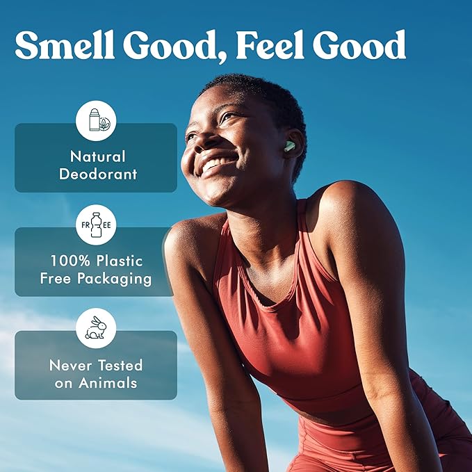 Vibe Aluminum Free Natural Deodorant for Women and Men - Long Lasting Odor Control with Organic Coconut Oil and Beeswax for Sensitive Skin, No Baking Soda or Parabens, Plastic Free (Rose)