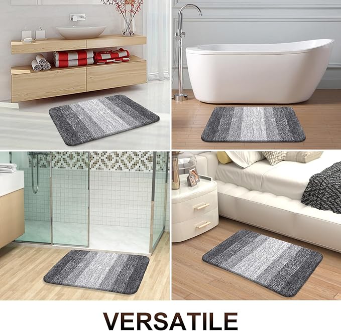 OLANLY Bathroom Rugs Mat 47x32, Extra Soft Absorbent Microfiber Bath Rugs, Rubber Backing, Quick Dry, Machine Washable Bath Mats for Bathroom Floor, Tub and Shower, Home Decor Accessories, Grey
