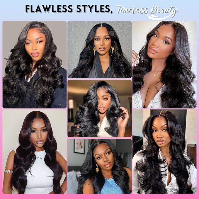 2x6 HD Lace Closure Skinlike Transparent Frontal HD Lace Body Wave Human Hair 0.095mm Ultra-Thin Invisible Swiss Closure Only Pre-Plucked Bleached Knots With Baby Hair Human(2x6 Natural Black 22 Inch)