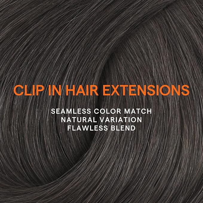 Full Shine Black Hair Extensions Natural Black Tea Real Hair Extensions Clip in Human Hair Clip ins for Women 18 Inch 120 G 7 Pcs