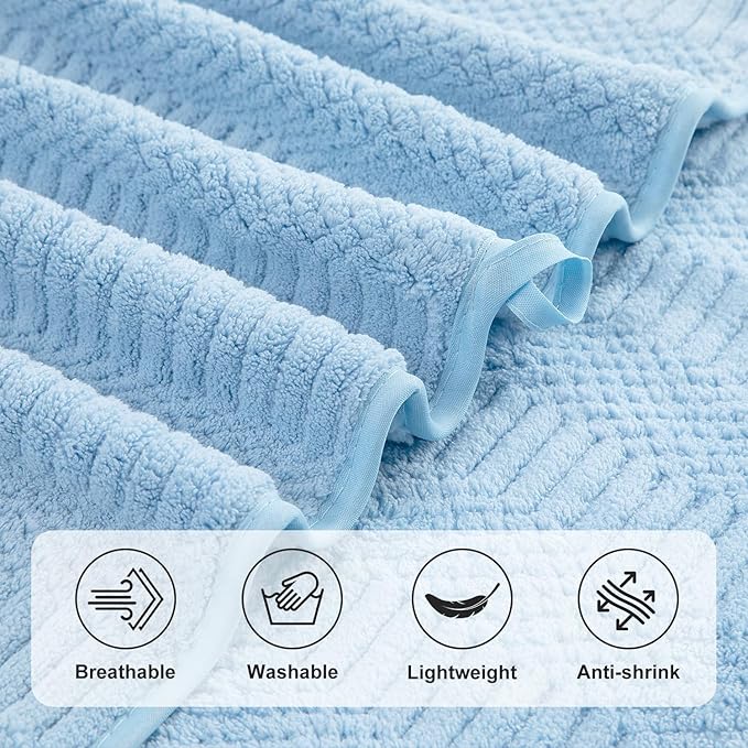 Ycosy 4 Pack Extra Large Microfiber Bath Towels Set,35x70 inches,600GSM,Less Lint Highly Absorbent Super Soft & Quick Dry,Oversized Bath Towels,Perfect for Bathroom Gym Pool,Blue