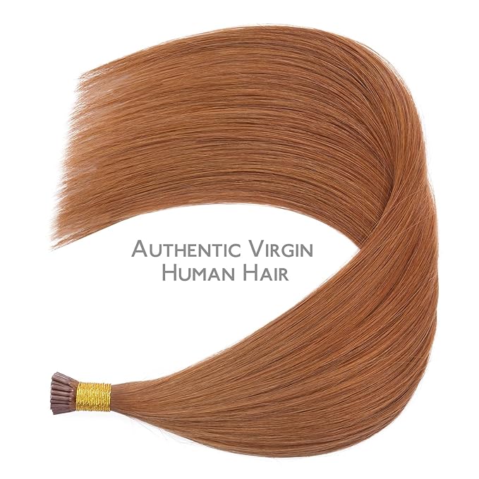 WENNALIFE I Tip Hair Extensions Human Hair, 50g 50s 24 Inch Cinnamon Terra Copper Remy Itip Human Hair Extensions Invisible Itips Straight I Tips Fusion Extensions Real Human Hair
