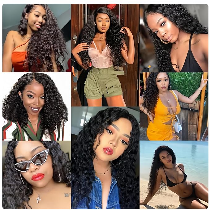 Water wave bundles 100% Unprocessed human hair bundles with Hair Extensions Natur weave human hair natural blcak color for women 100g/bundle(Natural Black, Water 20 22 24 26 Inch)
